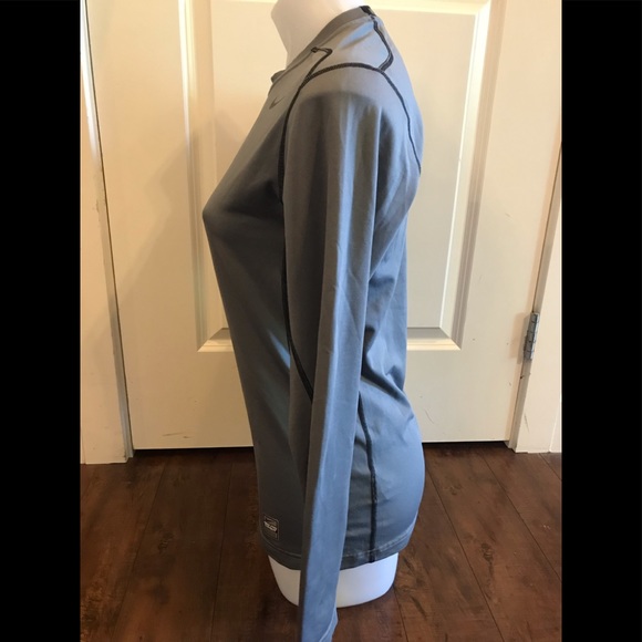 Men’s Crew Neck Nike Pro Combat Dry-fit Grey Fitted Hyperwarm Long sleeve Top - Picture 4 of 11